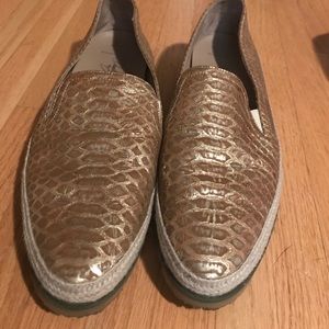 Donald Pliner loafers - gold snake print like new!